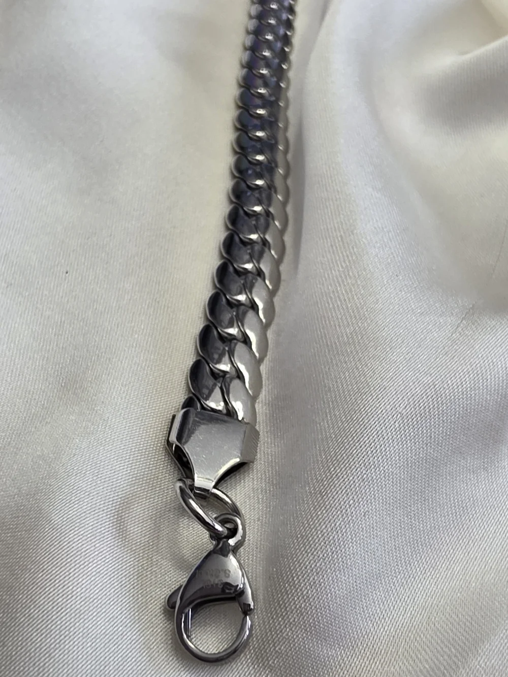 Stainless Steel Flat Curb Link Bracelet And Neck Chain
